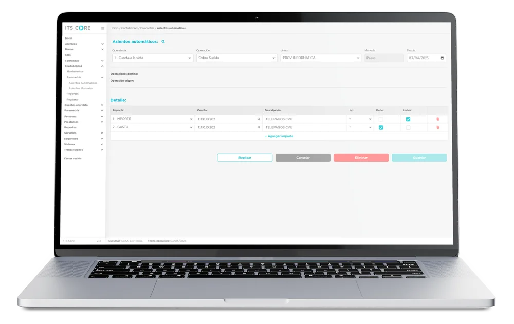 ITS Core - Contabilidad asientos automáticos